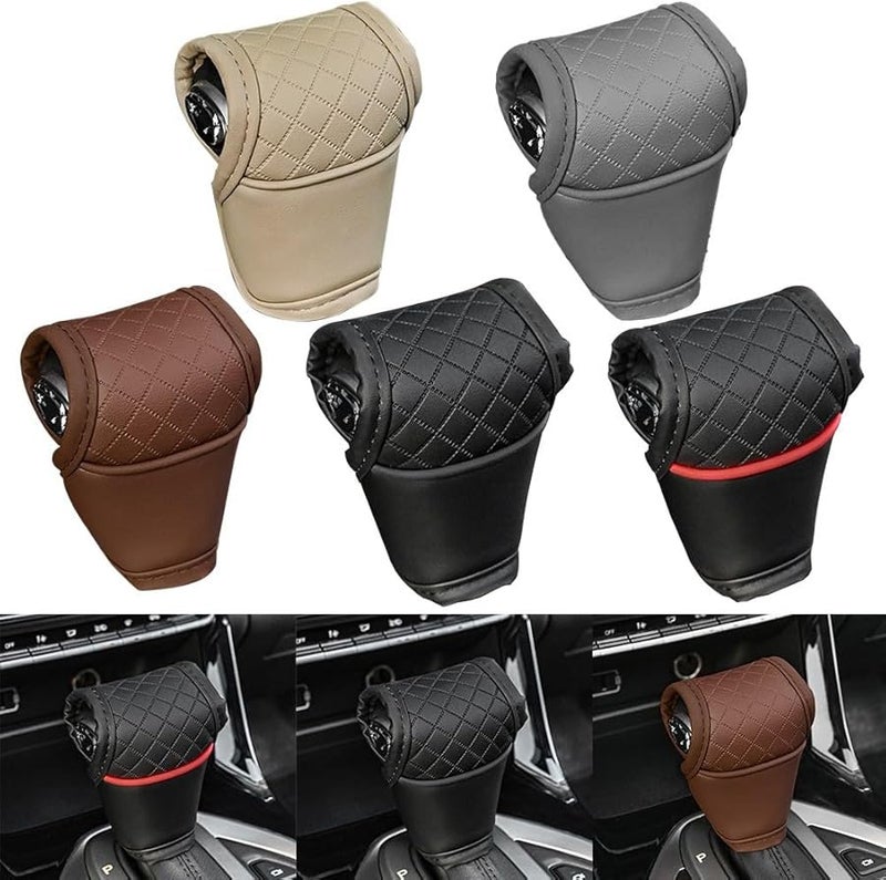 Grey PU Leather Car Gear Shift Cover Adds Elegance To Your Driving Experience - Image 4